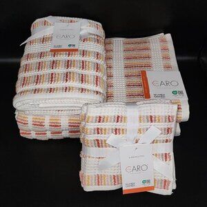 Caro Home 8pc Striped Autumnal Multicolor Cotton Towel Set 2 Bath 2 Hand 4‎ Tip